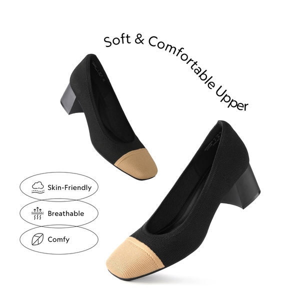 Stylish Block Heel Pumps - BLACK - 2
